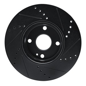 Mazda 2 Brake Rotor (1) - Front Left - R1 Concepts - Drilled & Slotted - Black - `16-`25